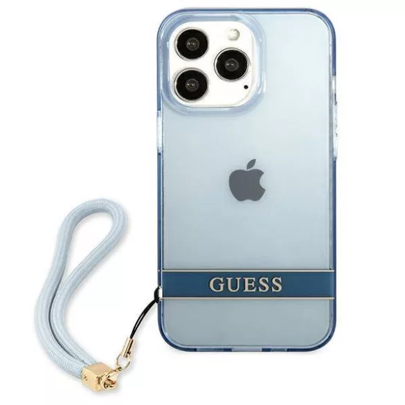 Guess GUHCP13XHTSGSB iPhone 13 Pro Max 6,7" kék átlátszó Stap keménytok
