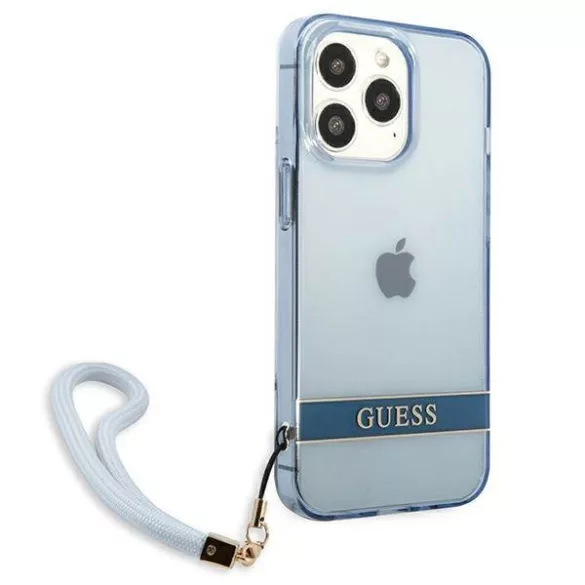 Guess GUHCP13XHTSGSB iPhone 13 Pro Max 6,7" kék átlátszó Stap keménytok