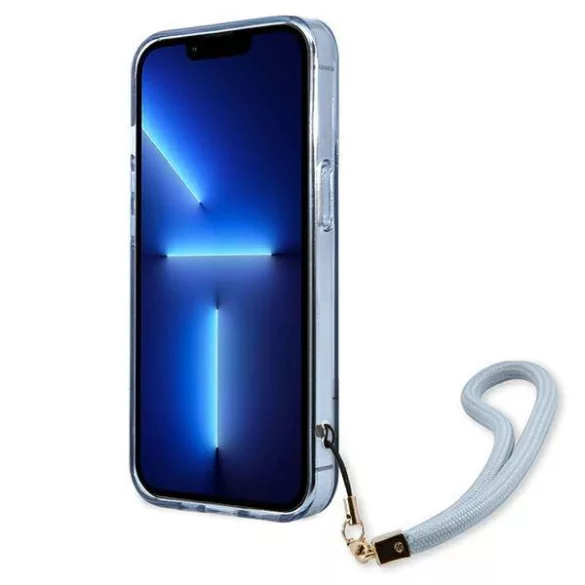 Guess GUHCP13XHTSGSB iPhone 13 Pro Max 6,7" kék átlátszó Stap keménytok