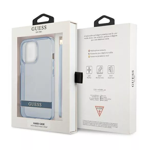 Guess GUHCP13XHTSGSB iPhone 13 Pro Max 6,7" kék átlátszó Stap keménytok