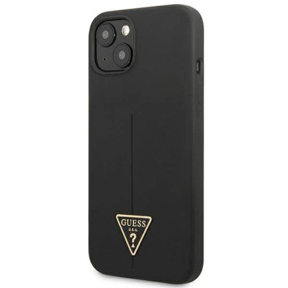 Guess GUHCP13SSLTGK iPhone 13 mini 5,4" fekete szilikon keménytok háromszög logóval