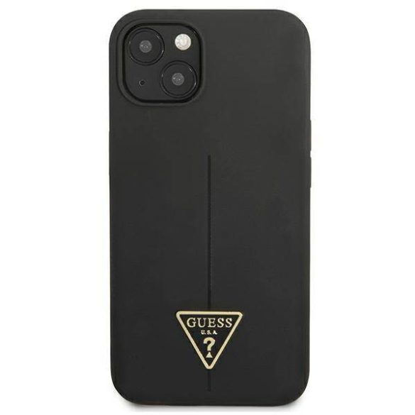 Guess GUHCP13SSLTGK iPhone 13 mini 5,4" fekete szilikon keménytok háromszög logóval