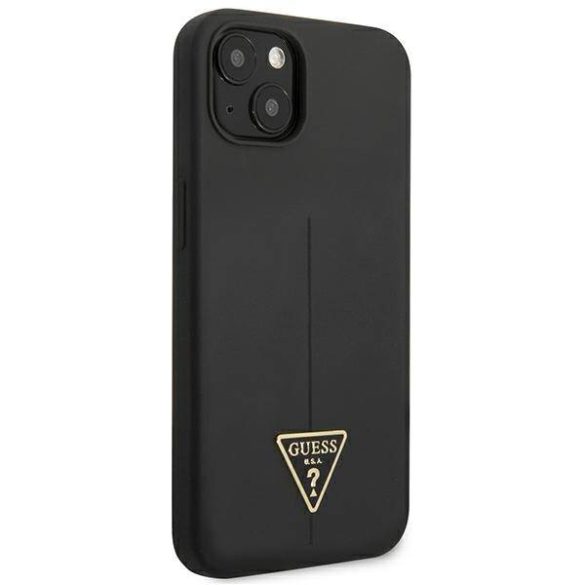 Guess GUHCP13SSLTGK iPhone 13 mini 5,4" fekete szilikon keménytok háromszög logóval