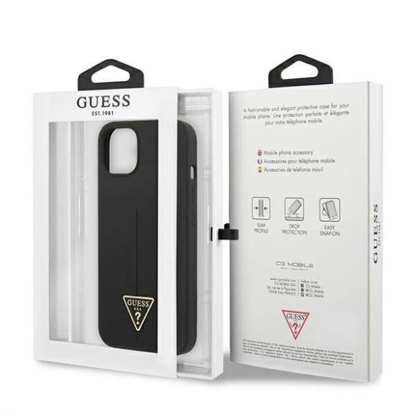 Guess GUHCP13SSLTGK iPhone 13 mini 5,4" fekete szilikon keménytok háromszög logóval