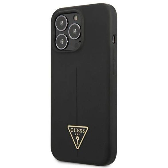 Guess GUHCP13XSLTGK iPhone 13 Pro Max 6,7" fekete szilikon keménytok háromszög logós