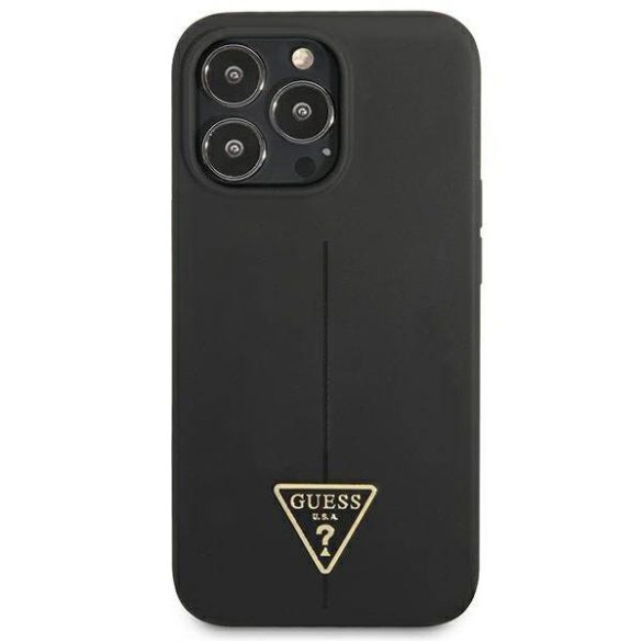 Guess GUHCP13XSLTGK iPhone 13 Pro Max 6,7" fekete szilikon keménytok háromszög logós