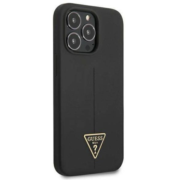 Guess GUHCP13XSLTGK iPhone 13 Pro Max 6,7" fekete szilikon keménytok háromszög logós