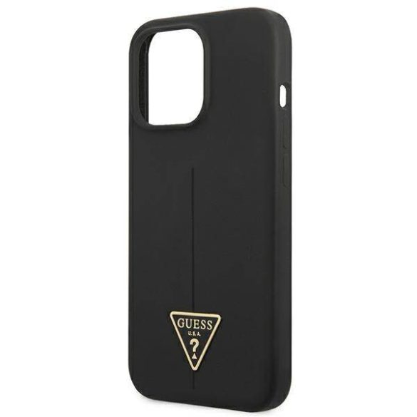 Guess GUHCP13XSLTGK iPhone 13 Pro Max 6,7" fekete szilikon keménytok háromszög logós