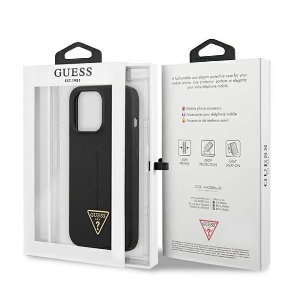 Guess GUHCP13XSLTGK iPhone 13 Pro Max 6,7" fekete szilikon keménytok háromszög logós