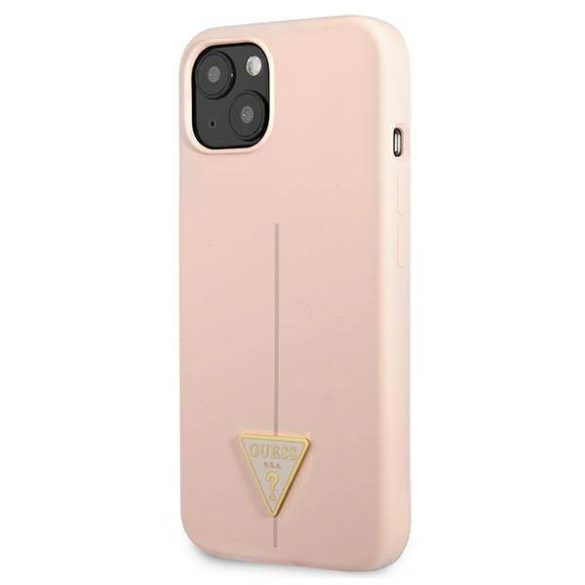 Guess GUHCP13SSLTGP iPhone 13 mini 5,4" rózsaszín szilikon keménytok háromszög logóval