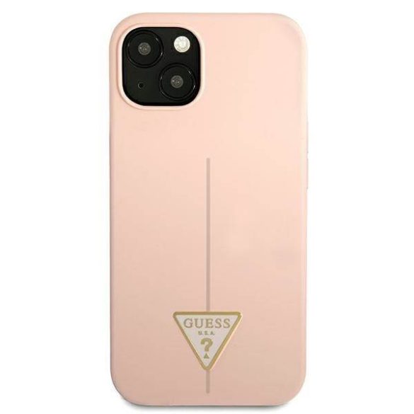 Guess GUHCP13SSLTGP iPhone 13 mini 5,4" rózsaszín szilikon keménytok háromszög logóval