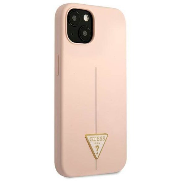 Guess GUHCP13SSLTGP iPhone 13 mini 5,4" rózsaszín szilikon keménytok háromszög logóval