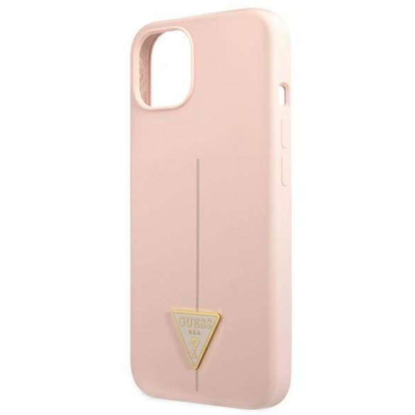 Guess GUHCP13SSLTGP iPhone 13 mini 5,4" rózsaszín szilikon keménytok háromszög logóval