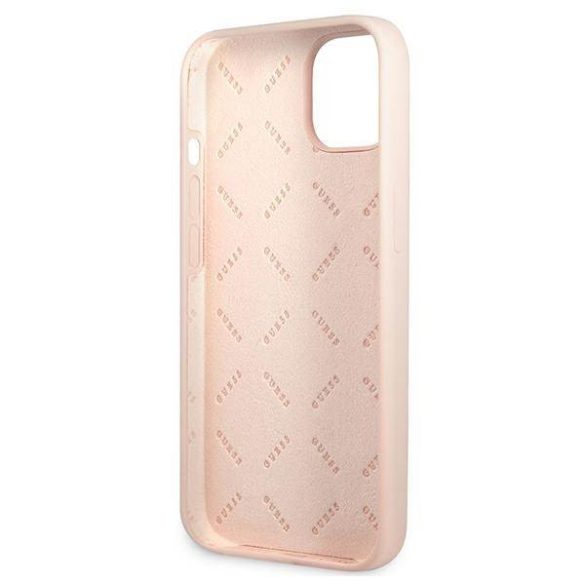 Guess GUHCP13SSLTGP iPhone 13 mini 5,4" rózsaszín szilikon keménytok háromszög logóval