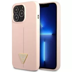   Guess GUHCP13XSLTGP iPhone 13 Pro Max 6,7" rózsaszín szilikon keménytok háromszög logós