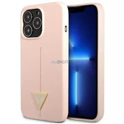   Guess GUHCP13XSLTGP iPhone 13 Pro Max 6,7" rózsaszín szilikon keménytok háromszög logós