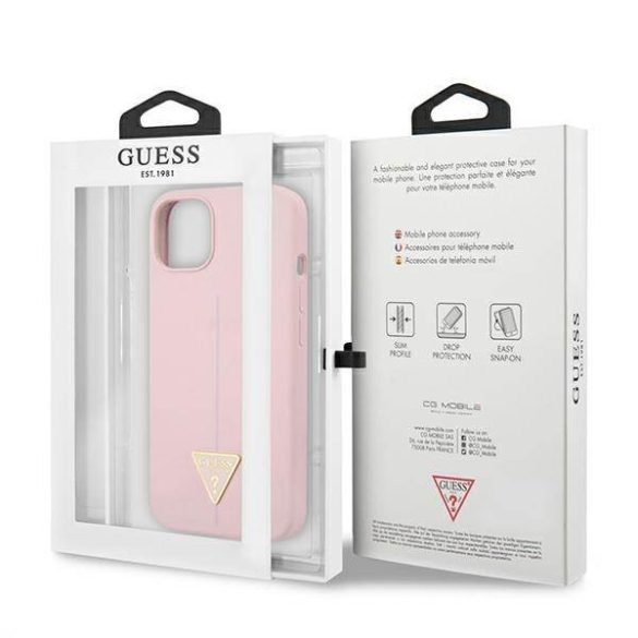 Guess GUHCP13SSLTGU iPhone 13 mini 5,4" lila szilikon keménytok háromszög logóval