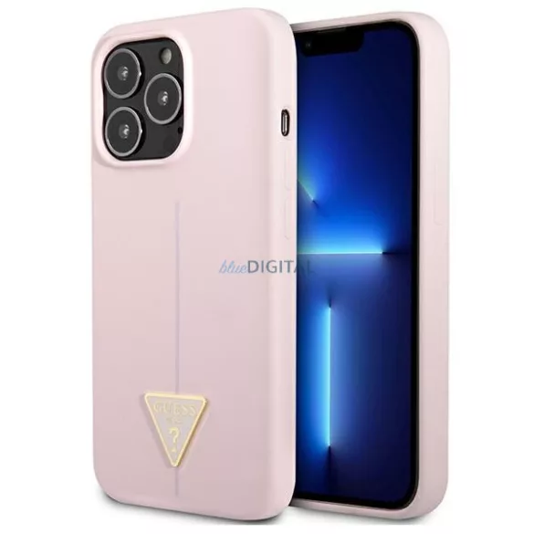 Guess GUHCP13XSLTGU iPhone 13 Pro Max 6,7" lila szilikon keménytok háromszög logós