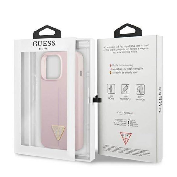 Guess GUHCP13XSLTGU iPhone 13 Pro Max 6,7" lila szilikon keménytok háromszög logós