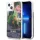 Guess GUHCP13SLFLSB iPhone 13 mini 5,4" kék virág folyékony csillogó kristályos keménytok
