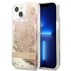   Guess GUHCP13SLFLSD iPhone 13 mini 5,4" arany Paisley folyékony csillogó kristályos keménytok
