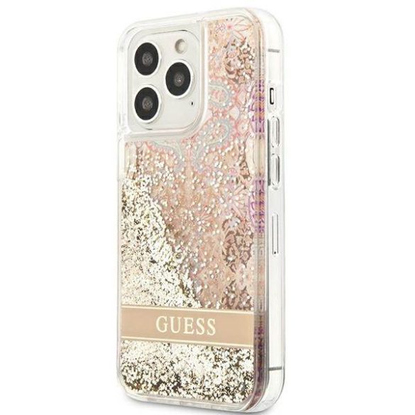 Guess GUHCP13XLFLSD iPhone 13 Pro Max 6,7" arany Paisley folyékony csillogó kristályos keménytok