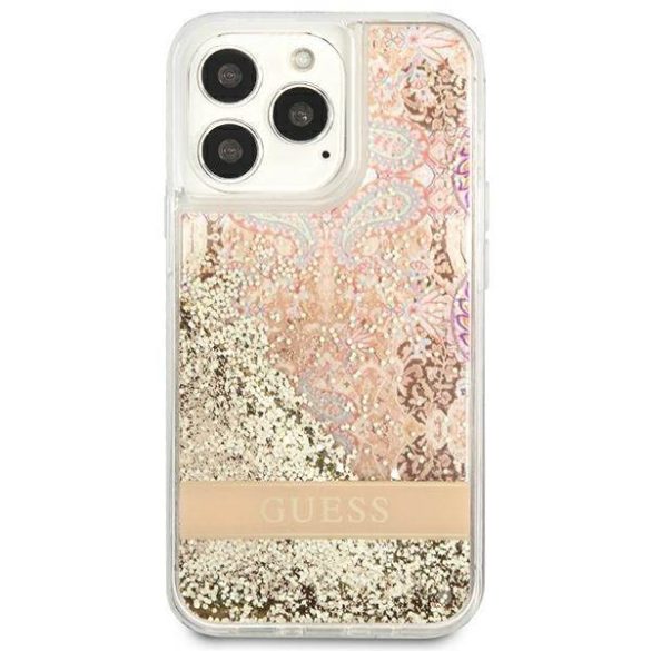 Guess GUHCP13XLFLSD iPhone 13 Pro Max 6,7" arany Paisley folyékony csillogó kristályos keménytok