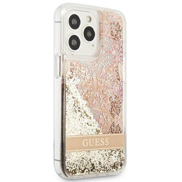 Guess GUHCP13XLFLSD iPhone 13 Pro Max 6,7" arany Paisley folyékony csillogó kristályos keménytok