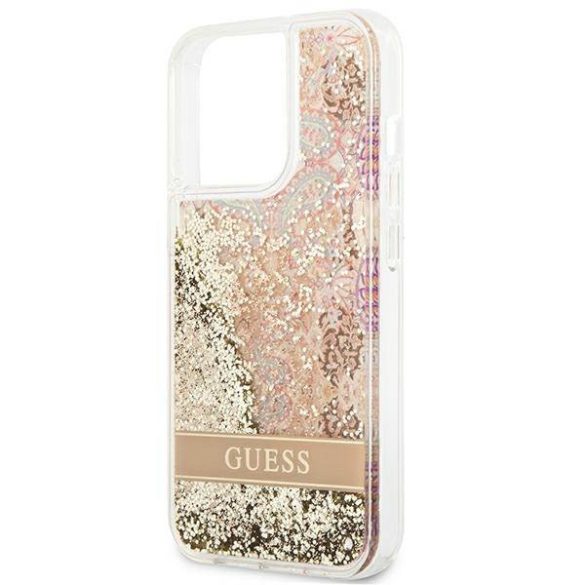 Guess GUHCP13XLFLSD iPhone 13 Pro Max 6,7" arany Paisley folyékony csillogó kristályos keménytok