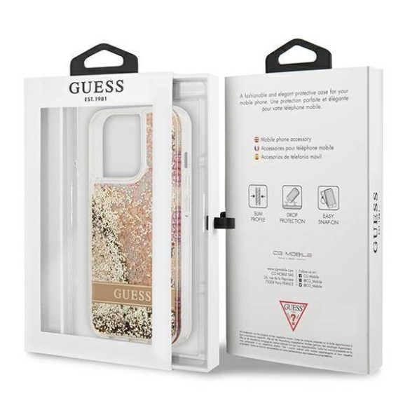 Guess GUHCP13XLFLSD iPhone 13 Pro Max 6,7" arany Paisley folyékony csillogó kristályos keménytok