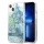 Guess GUHCP13SLFLSN iPhone 13 mini 5,4" zöld virág folyékony csillogó kristályos keménytok