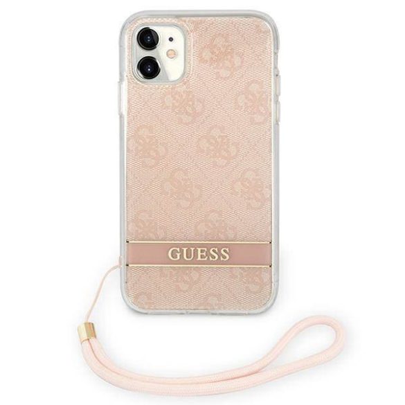 Guess GUOHCN61H4STP iPhone 11 rózsaszín 4G Print Strap keménytok