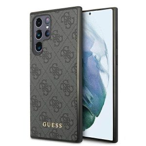 Guess GUHCS22LG4GFGR S22 Ultra S908 szürke 4G fém arany logós keménytok