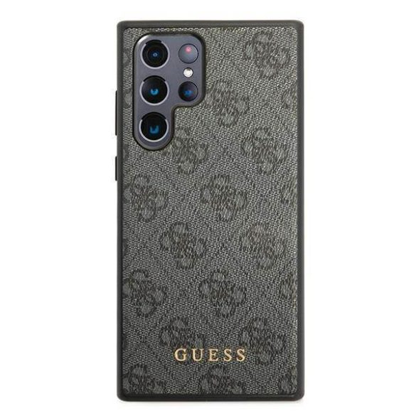 Guess GUHCS22LG4GFGR S22 Ultra S908 szürke 4G fém arany logós keménytok