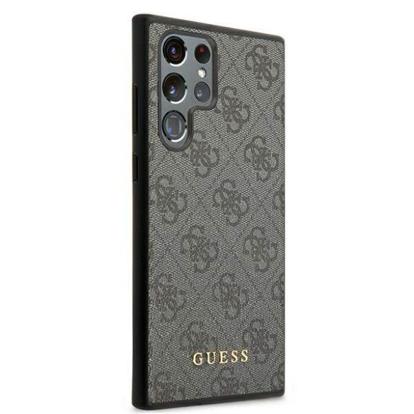 Guess GUHCS22LG4GFGR S22 Ultra S908 szürke 4G fém arany logós keménytok