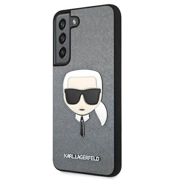 Karl Lagerfeld KLHCS22MSAKHSL S906 S22+ ezüst keménytok Saffiano ikonikus Karl Lagerfeld fej