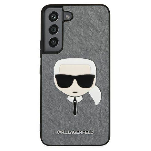 Karl Lagerfeld KLHCS22MSAKHSL S906 S22+ ezüst keménytok Saffiano ikonikus Karl Lagerfeld fej