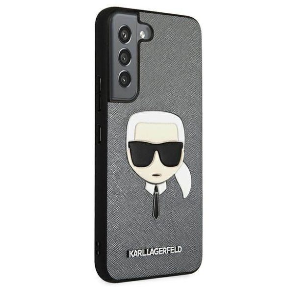 Karl Lagerfeld KLHCS22MSAKHSL S906 S22+ ezüst keménytok Saffiano ikonikus Karl Lagerfeld fej