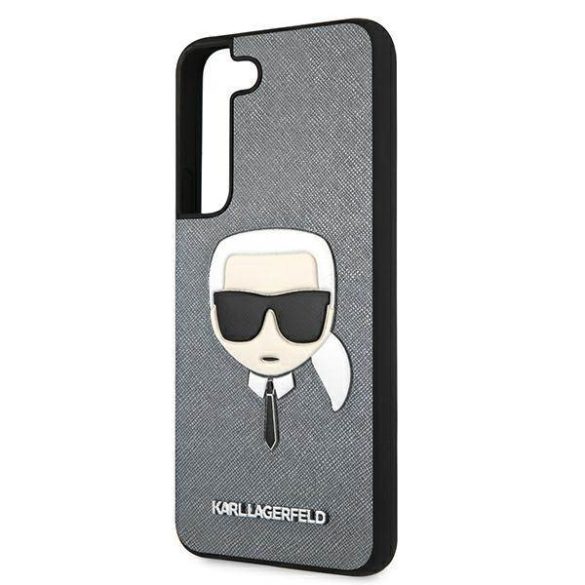 Karl Lagerfeld KLHCS22MSAKHSL S906 S22+ ezüst keménytok Saffiano ikonikus Karl Lagerfeld fej