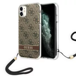   Guess GUOHCN61H4STW iPhone 11 barna 4G Print Strap keménytok