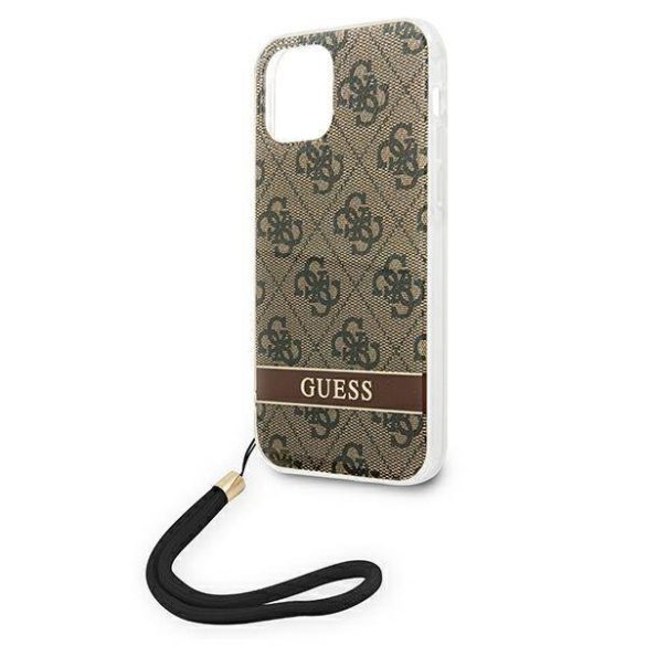 Guess GUOHCP12MH4STW iPhone 12/12 Pro barna 4G Print Strap keménytok