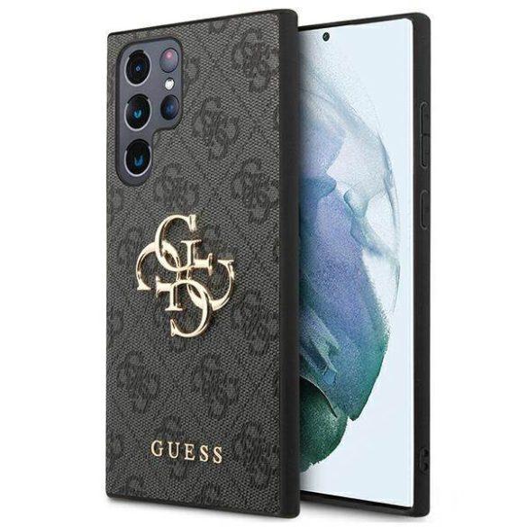 Guess GUHCS22L4GMGGR S908 S22 Ultra szürke 4G nagy fém logós keménytok