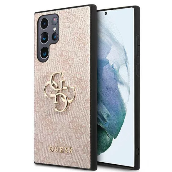 Guess GUHCS22L4GMGPI S908 S22 Ultra rózsaszín 4G nagy fém logós keménytok