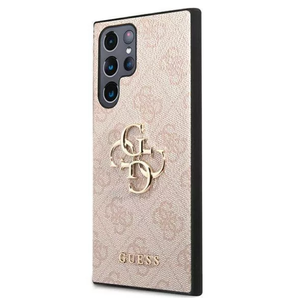Guess GUHCS22L4GMGPI S908 S22 Ultra rózsaszín 4G nagy fém logós keménytok