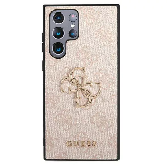 Guess GUHCS22L4GMGPI S908 S22 Ultra rózsaszín 4G nagy fém logós keménytok
