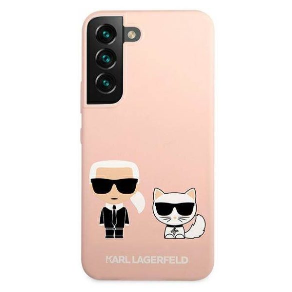 Karl Lagerfeld KLHCS22MSSKCI S22+ S906 keménytok világos rózsaszín szilikon ikonikus Karl & Choupette tok