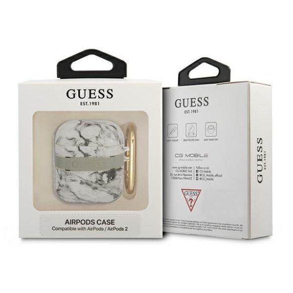 Guess GUA2HCHMAG AirPods 1/2 tok szürke Marble Strap kollekció