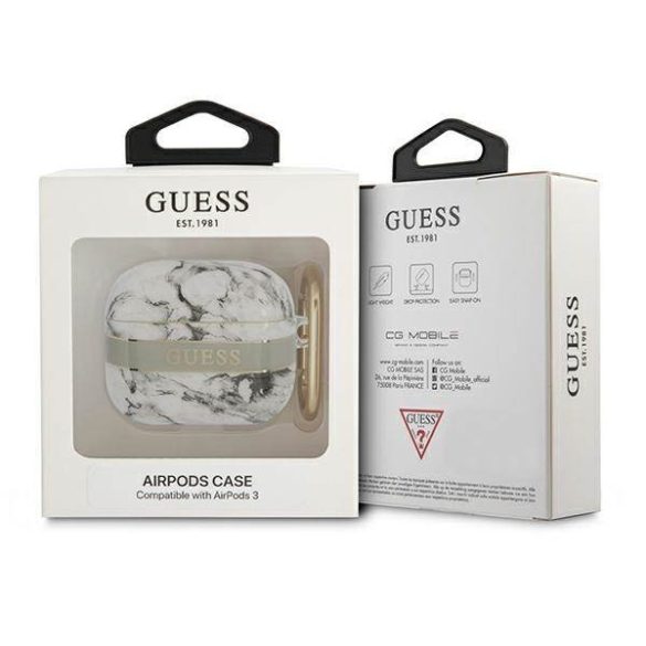 Guess GUA3HCHMAG AirPods 3 szürke Marble Strap Collection tok