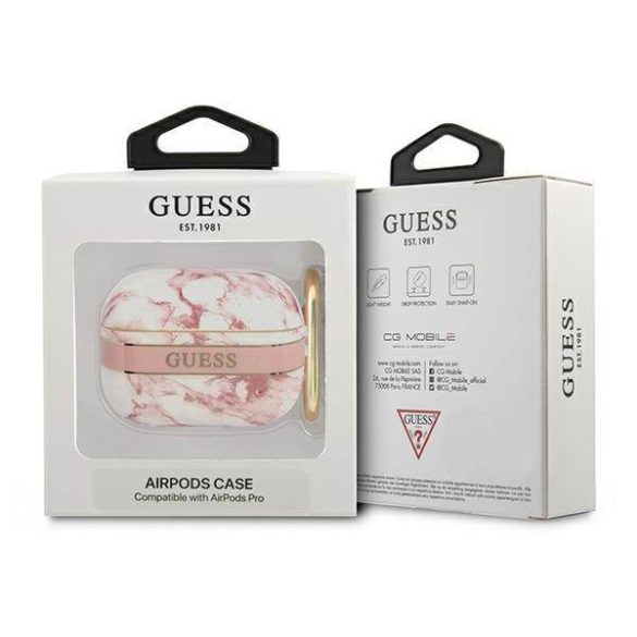 Guess GUAPHCHMAP AirPods Pro rózsaszín Marble Strap Collection tok