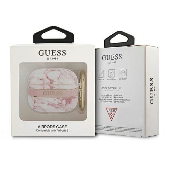 Guess GUA3HCHMAP AirPods 3 rózsaszín Marble Strap Collection tok